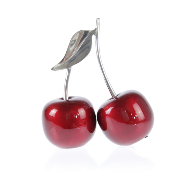 Modern sculpture decorative figure cherry made of aluminum glossy 30x14x31 cm (red)