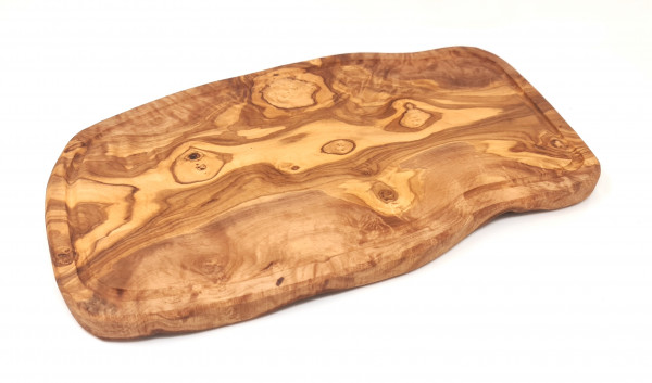 Olive wood cutting board Steak board Serving board Cheese board Wooden board with juice groove Natural cut 42x19 cm, 2cm thick