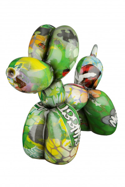 Moderne Skulptur Dekofigur Ballon Hund POP ART aus Kunststein Mehrfarbig 22x18 cm