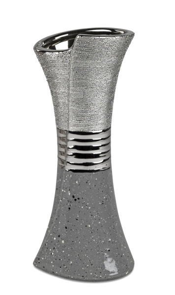 Modern vase table vase decorative vase ceramic vase with hole gray silver 11x20 cm