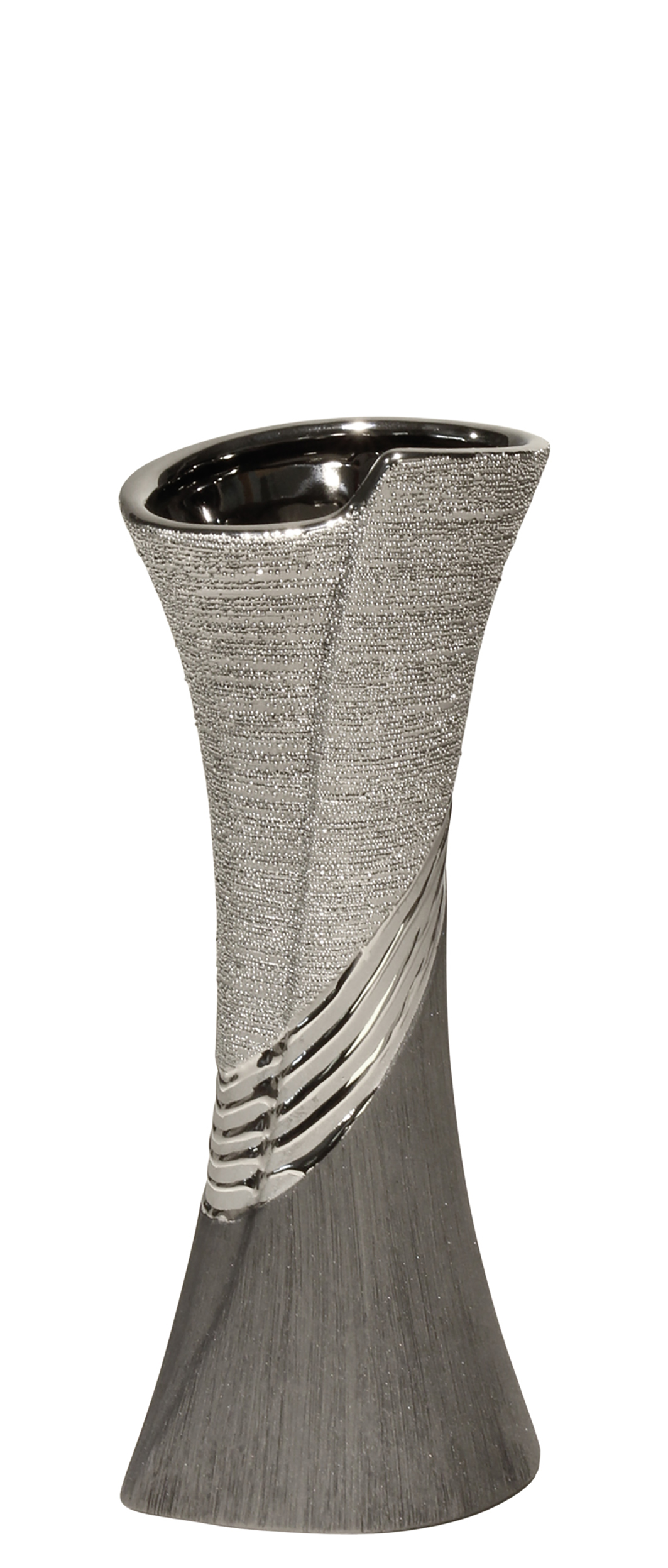 Moderne Dekovase Blumenvase Tischvase Vase aus Keramik schwarz/silber 14x16 cm 