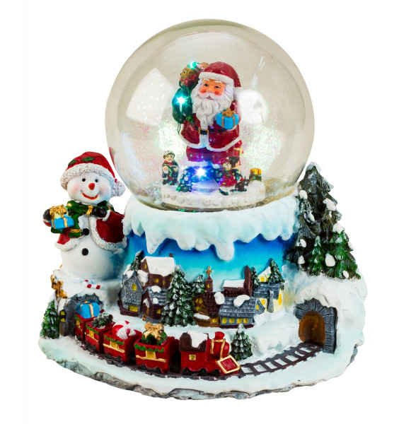 Wonderful LED snow globe Christmas glitter ball Christmas village with music and movement Height 19 cm Ø11 cm