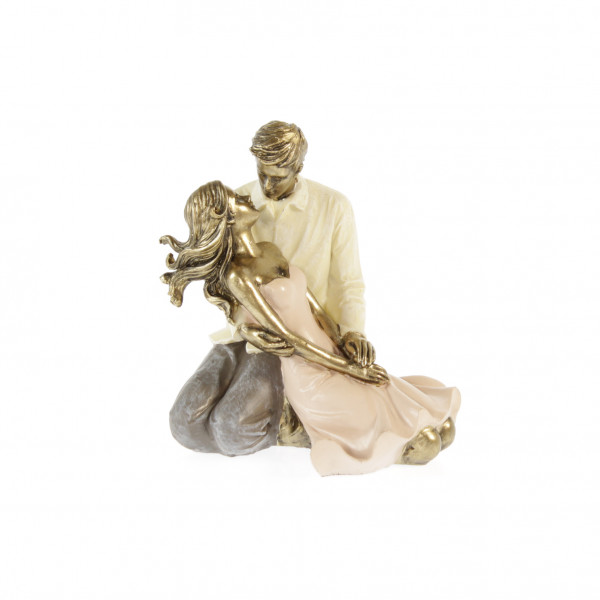 Moderne Skulptur Deko Figur Liebespaar auf Sockel Mehrfarbig 12x14 cm