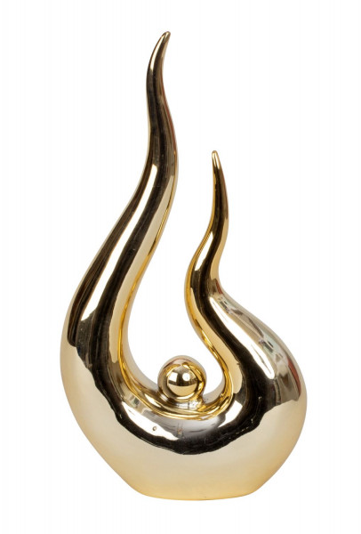 Moderne Skulptur Dekofigur aus Keramik gold 17x27 cm
