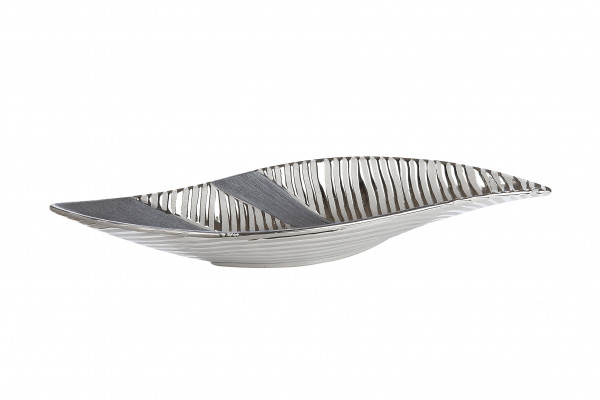 Modern decorative bowl fruit bowl made of ceramic silver / anthracite length 41.5 cm width 14 cm