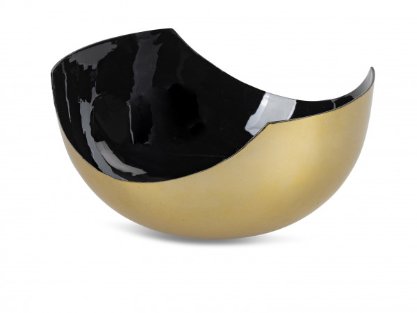 Moderne Dekoschale Obstschale Schale aus Keramik schwarz/gold Länge 26 cm