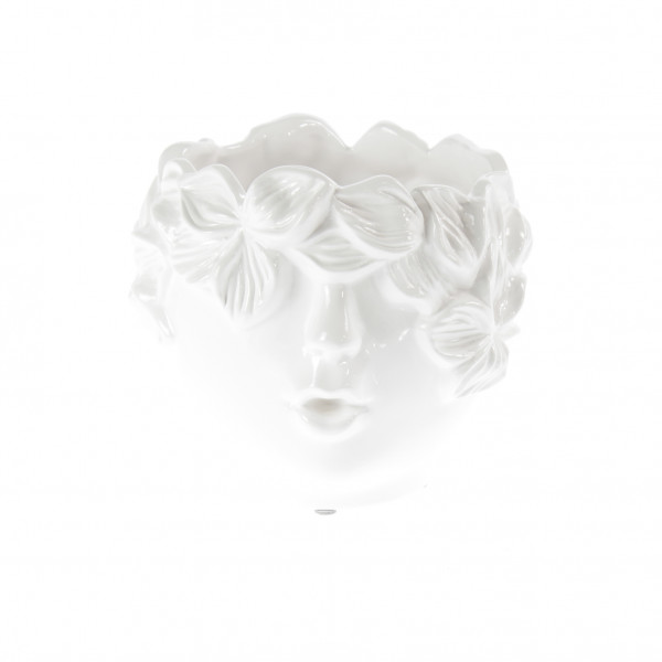 Moderne Dekovase Blumenvase Tischvase Vase aus Keramik weiß glänzend 18x18 cm