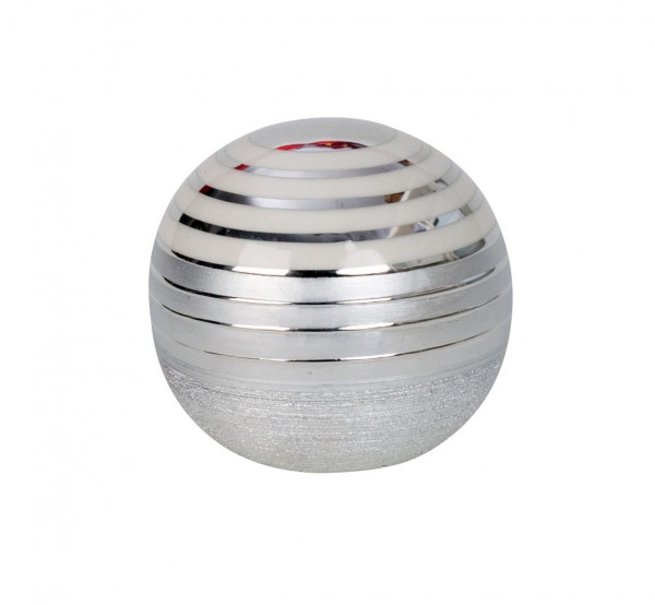 Modern deco ball deco figure made of ceramic white/silver 13x12 cm