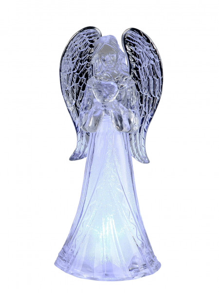 Beautiful angel sculpture with LED lighting Christmas Christmas decoration made of acrylic height 22 cm