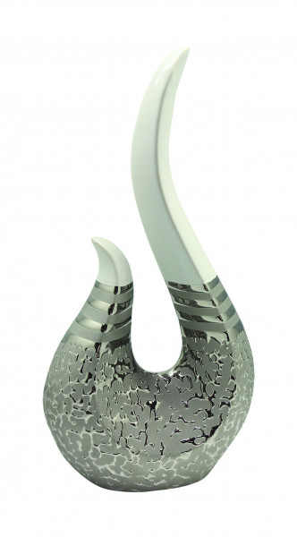 Modern sculpture deco figure &#039;St.Louis&#039; ceramic white / silver height 36 cm
