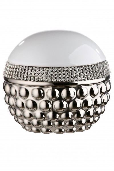 Modern deco ball deco figure made of ceramic white/silver 10x9 cm