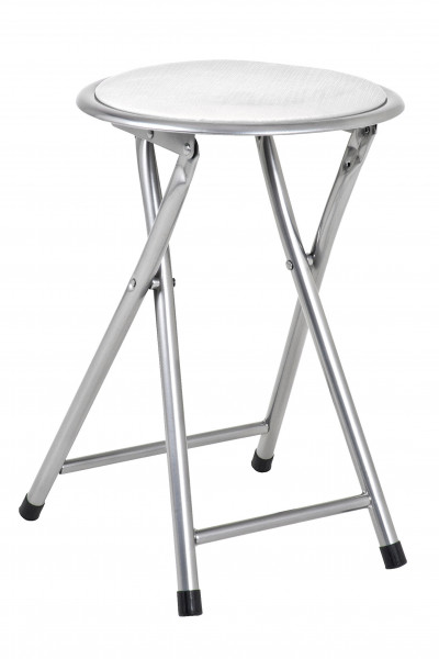 2er Set Klappstuhl Klapphocker Faltstuhl Gästestuhl Stuhl aus Metall silber mit weißem Sitz