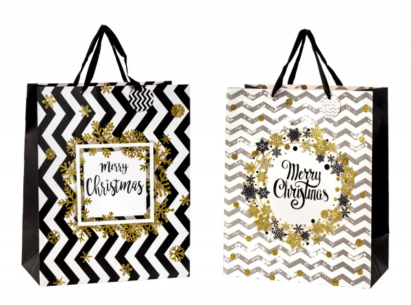 Large XL gift bag Christmas Merry Christmas with glitter in a set of 2 dimensions 41x50x21 cm