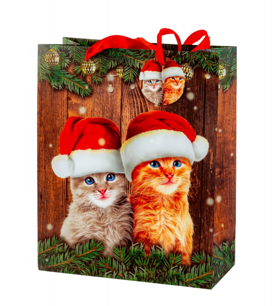 Moderne Geschenktüten Weihnachten Merry Christmas Katzen im 4er Set Abmessung 26x32x12cm