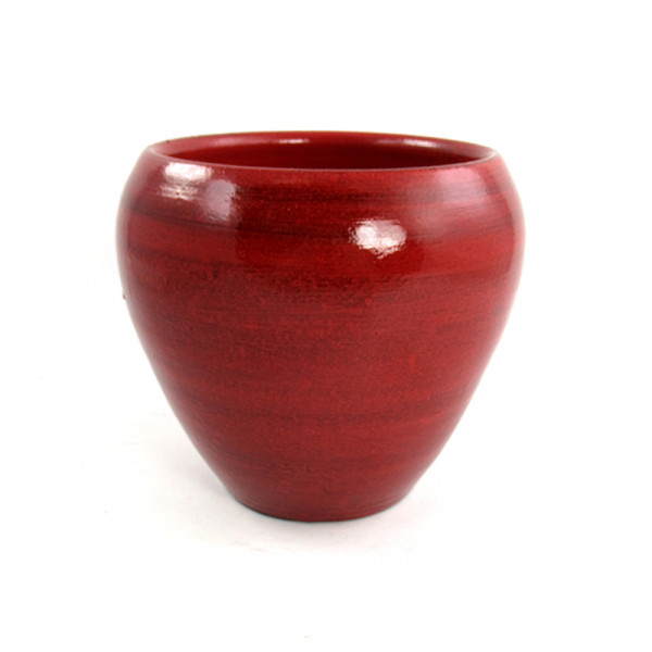Moderner Übertopf Pflanzengefäß Vase für Blumen aus Keramik in der Farbe rot 19x19x17 cm