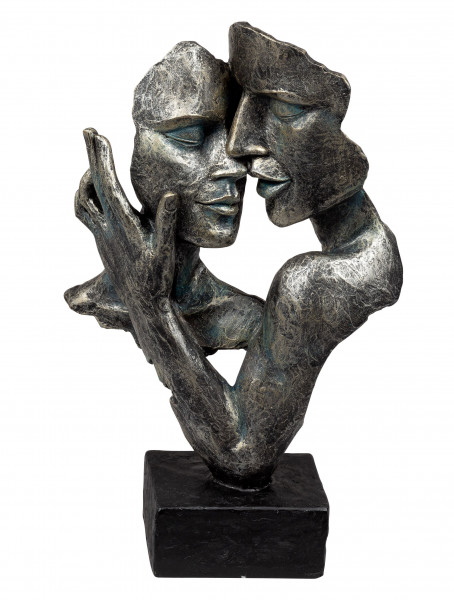 Exklusive Deko Büste Skulptur Liebespaar aus Kunststein Antikfarben Höhe 32 cm