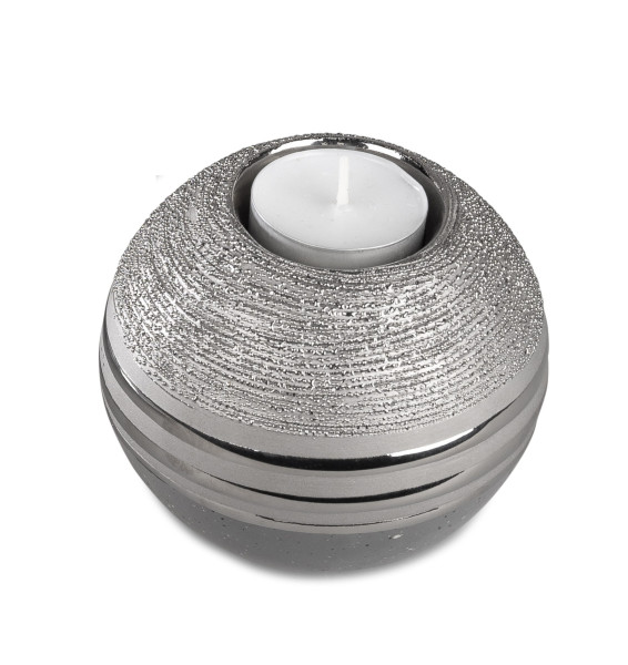 Modern tea light holder tea light lantern ceramic silver gray diameter 10 cm