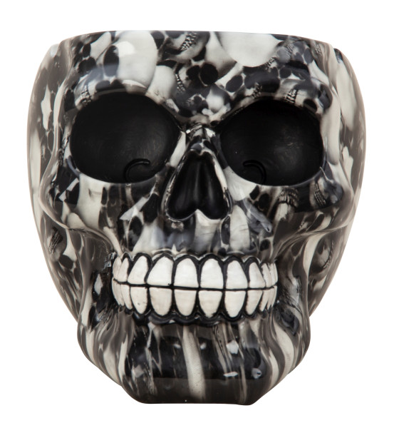 Skull as ashtray black/white made of poly 15x10 cm
