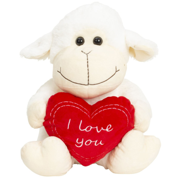 Plush toy sheep with heart I Love you 30 cm tall plush sheep plush bear velvety soft