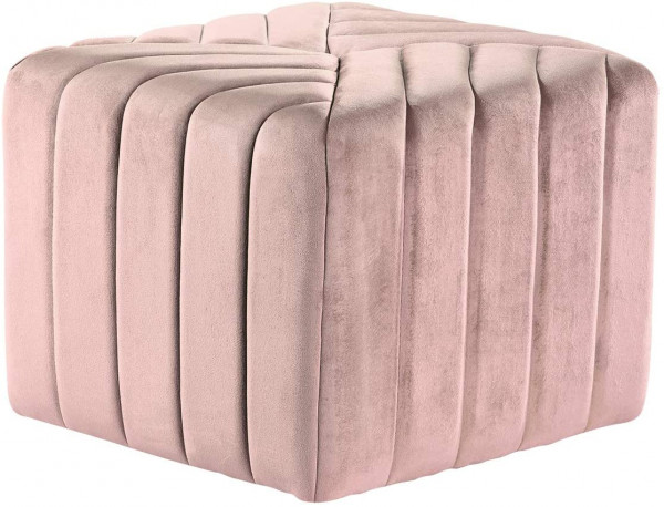 High-quality stool Montreal with velvet cover I seat cube with high-quality upholstery in velvet look and floor-protecting surface 44x44x36 cm (pink)