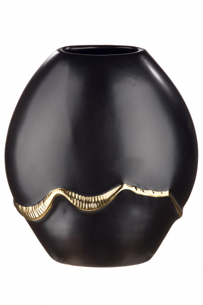 Moderne Dekovase Blumenvase Tischvase Vase aus Keramik schwarz 18x20 cm