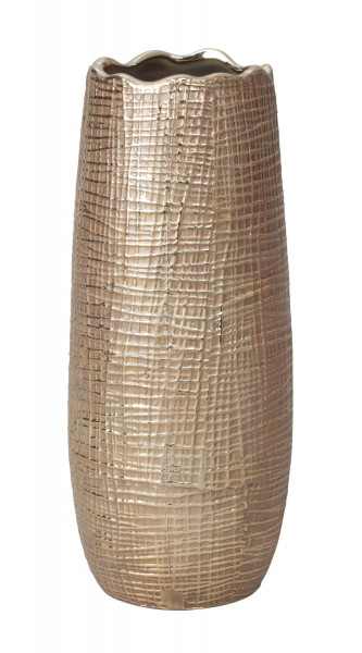 Moderne Dekovase Blumenvase Tischvase Vase aus Keramik gold Höhe 33 cm