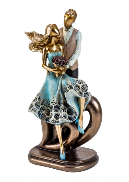 Modern sculpture decorative figure lovers on base multicolored height 27 cm