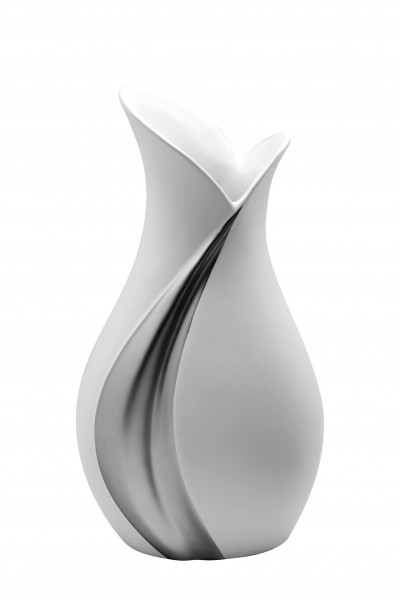 Moderne Dekovase Blumenvase Tischvase Vase aus Keramik weiß/silber 14x26 cm