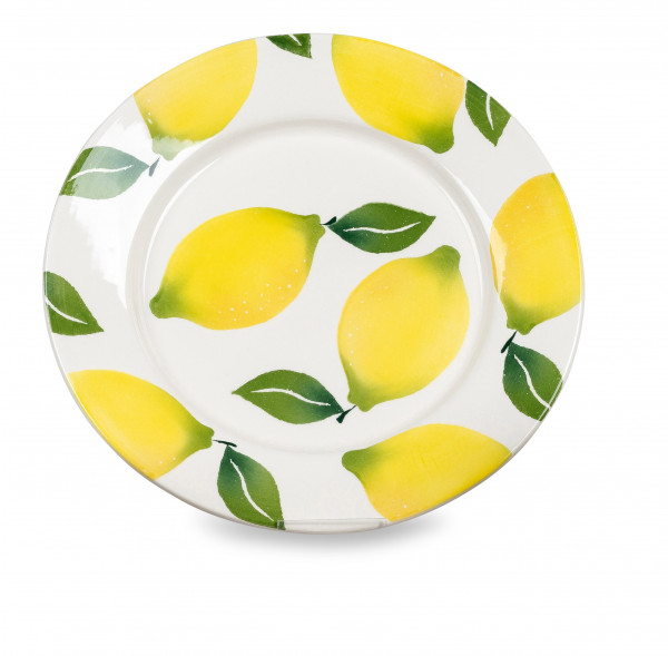 Set of 2 high-quality dinner plates flat dinner plate series Lemon white / yellow / green Ø 28 cm dishwasher and microwave safe