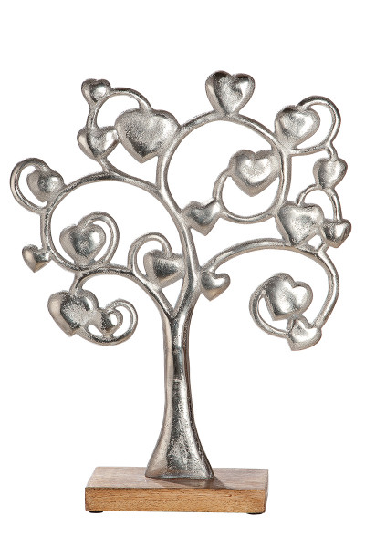Modern sculpture Dekofigur love tree made of mangho wood and aluminum height 42 cm width 35 cm
