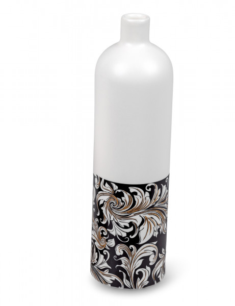 Modern decorative vase flower vase bottle vase Vase made of ceramic white matt with artistic lithography decor, height 21 cm