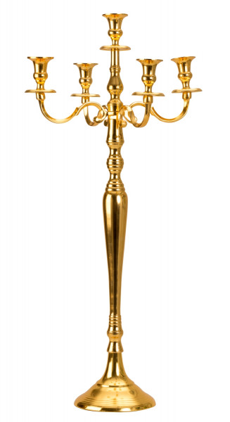 Candlestick 5-arm candlestick Candlestick metal, gold-plated Height 80 cm Color gold