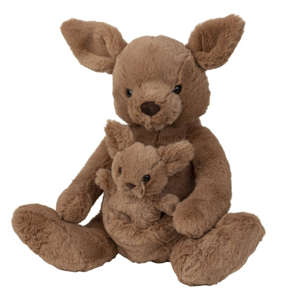 Cuddly toy Cuddly toy kangaroo with baby sitting in a sack Height 38 cm