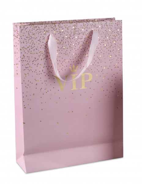 Geschenktüten Flaschentüten VIP Papiertüten Geschenktaschen rosa im 3er Set (25x34 cm)