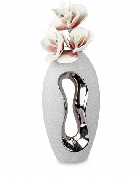 Modern decorative vase flower vase table vase ceramic vase white / gray 14x28 cm