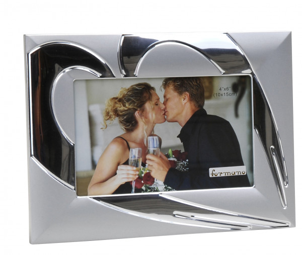Moderner Fotorahmen Bilderrahmen Herz aus Aluminium 10x15 cm