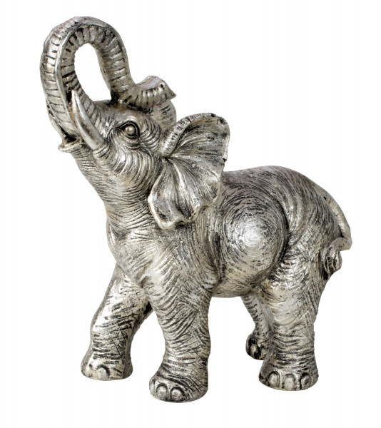 Modern decorative sculpture elephant made of artificial stone silver height 39 cm width 34 cm
