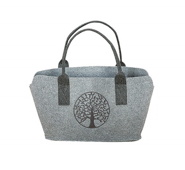 Praktische Shopping-Bag LEBENSBAUM aus Filz-Stoff Einkaufstasche mit Henkel Einkaufskorb Faltbare Ka