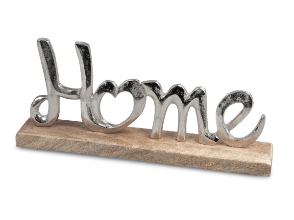 Modern lettering stand Home silver on mango wood 15x30 cm
