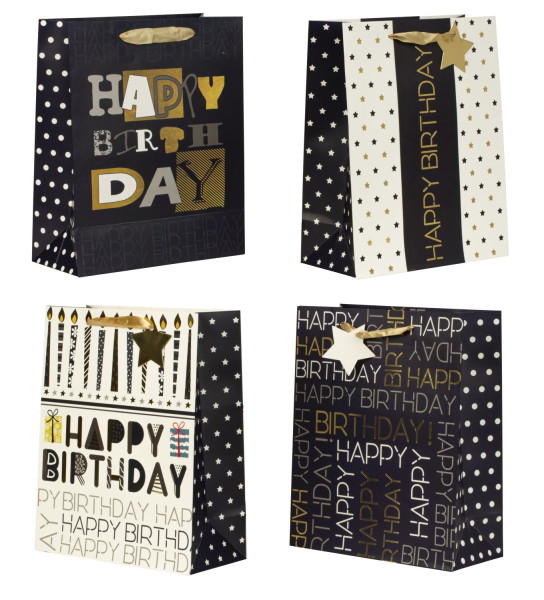 Gift bags each in a set of 4 26x32x12cm birthday