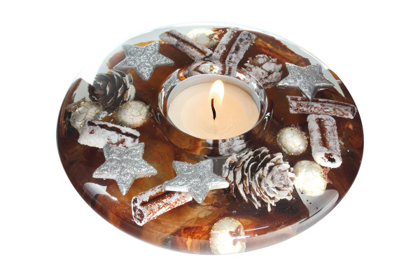 Modern tealight holder glass lantern holder Autumnal Christmas decoration diameter 13 cm * Exclusive handicraft *