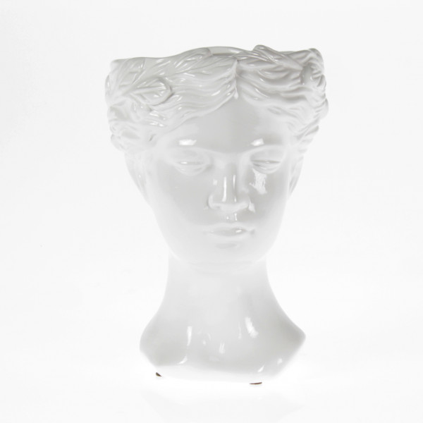 Moderne Dekovase Blumenvase Tischvase Vase aus Keramik weiß glänzend 23x34 cm