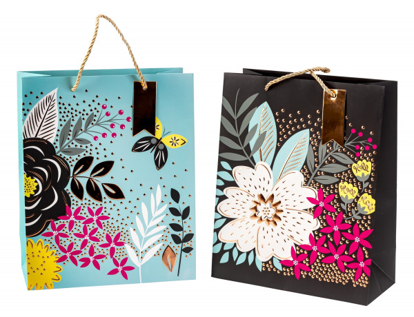 Modern gift bags Exclusive Flowers with structure in a set of 4 dimensions 26x36x12cm