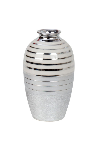 Modern decorative vase, flower vase, table vase, ceramic vase, white/silver, height 22 cm
