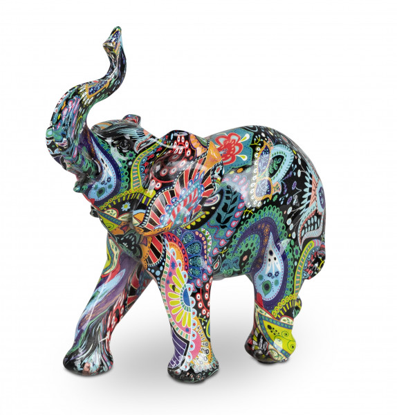 Modern sculpture decorative figure elephant POP ART made of artificial stone multicolored (19x19)