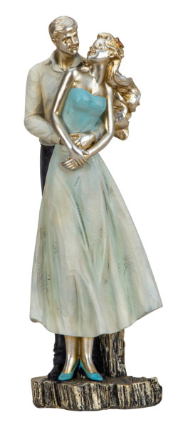 Skulptur Dekofigur Liebespaar mehrfarbig aus Kunststein Höhe 26,5cm Breite 9cm