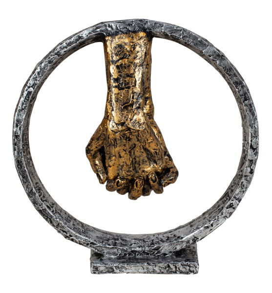 Kreis Skulptur Hand in Hand aus Kunststein silber/gold ⌀ 22cm