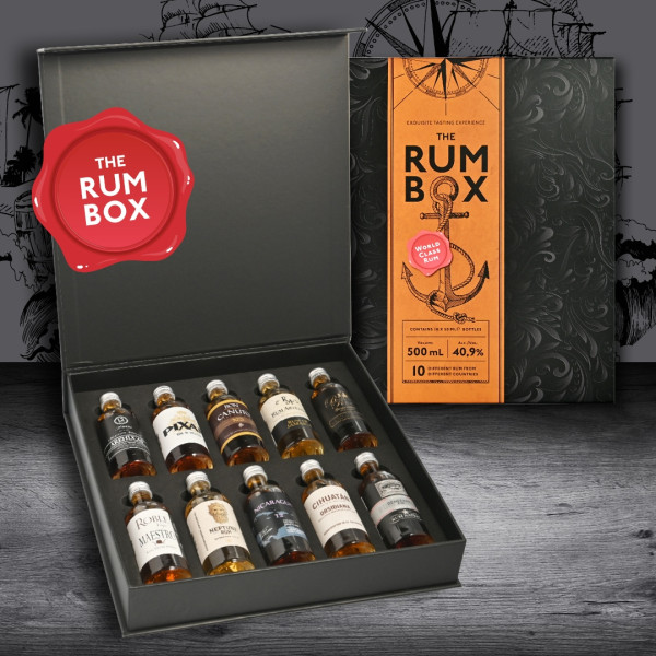 Rum Box Rote Edition - Verkostungsset mit 10 exklusiven Rum aus der ganzen Welt