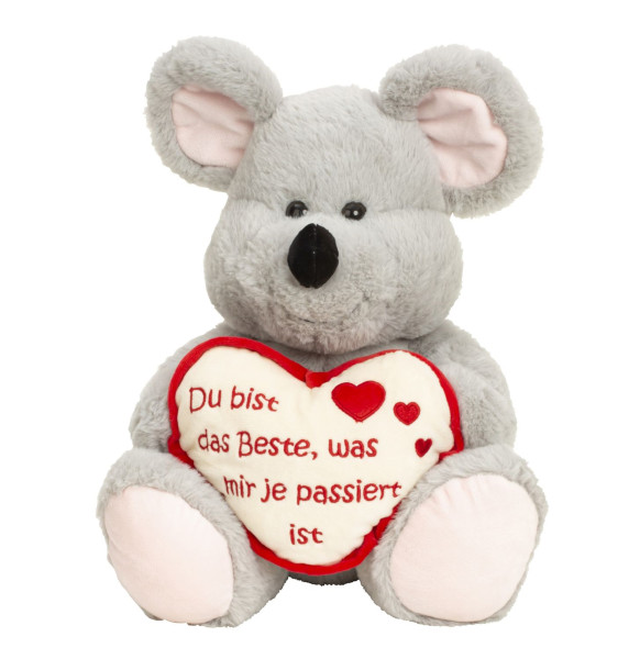 Cuddly toy mouse with heart You are the best 30 cm tall plush mouse plush bear velvety soft
