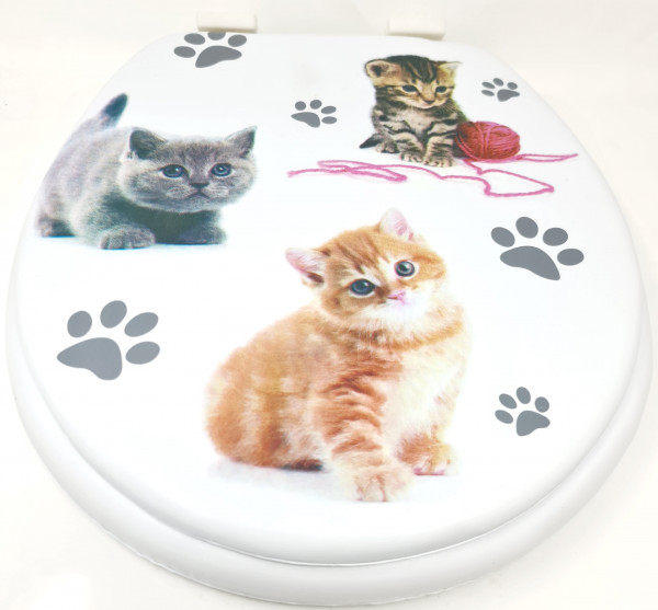 Super soft toilet seat padded toilet seat color white with beautiful cat decoration 39x36 cm